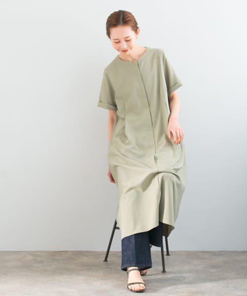 URBAN RESEARCH ROSSO(URBAN　RESEARCH　ROSSO)/Aラインショートスリーブワンピース/L/KHAKI