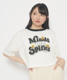 PINK-latte/ひまわりプリント　リンガーTシャツ/506010042