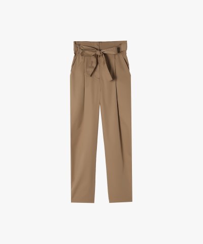 WU40 PANTALON リボンベルトタックパンツ