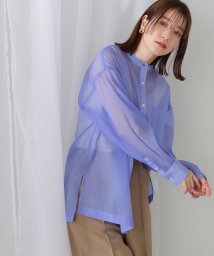 N Natural Beauty Basic(エヌナチュラルビューティベーシック)/バンドカラースリットシアーシャツ 24SS/ブルー