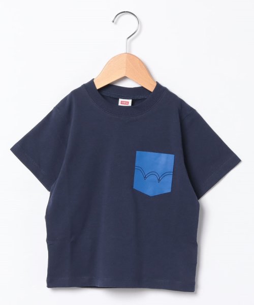 EDWIN(EDWIN)/H/S TEE LOGO DESIGN DENIMPRINT NAV.BLU/ネイビー