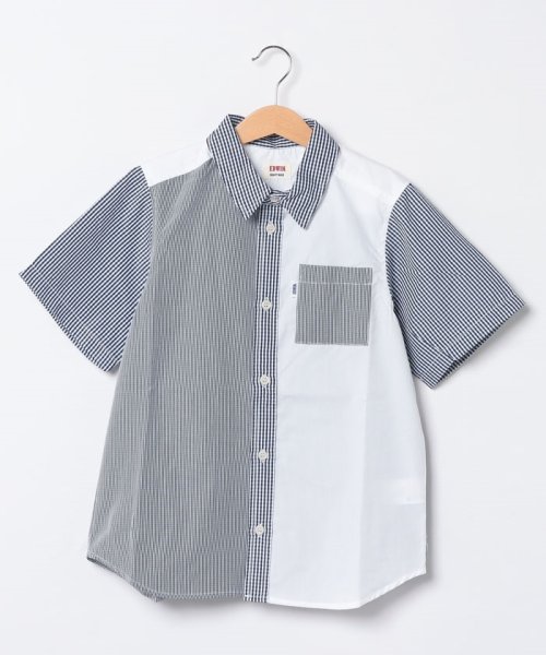 EDWIN(EDWIN)/H/S PATTARN SHIRTS  WHT.NVY/ネイビー