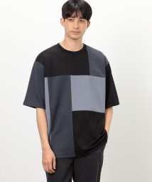 COMME CA ISM MENS(コムサイズム（メンズ）)/カラーブロック パッチワーク クルーネックＴシャツ/ブラック