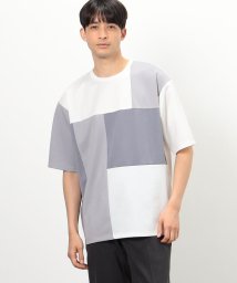 COMME CA ISM MENS(コムサイズム（メンズ）)/カラーブロック パッチワーク クルーネックＴシャツ/ホワイト