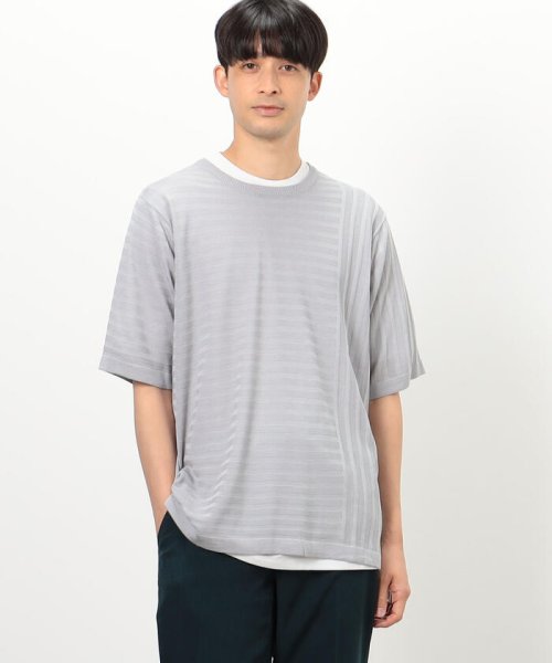 COMME CA ISM MENS(コムサイズム（メンズ）)/【セットアイテム】 リンクス編みニット＋Ｔシャツ/ライトグレー