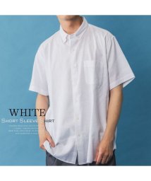 MAC HOUSE(men)(マックハウス（メンズ）)/NAVY ネイビー リネン混ショートスリーブシャツ QMH/03922SS/ホワイト