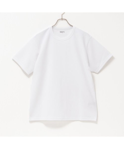 MAC HOUSE(men)(マックハウス（メンズ）)/NAVY ネイビー 倍速ドライ 鹿の子ショートスリーブTシャツ QMH/03885SS－/ホワイト