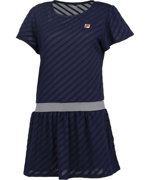 FILA（ZETT Ladies）(フィラ（ゼット　レディース）)/【テニス】パイルメッシュボーダー ワンピース レディース/ネイビー