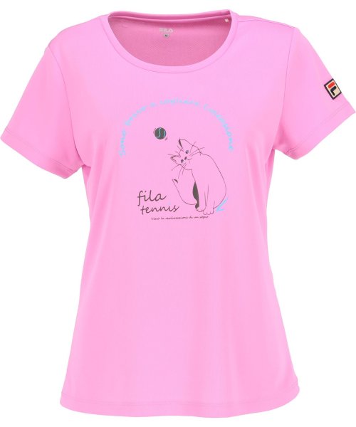 FILA（ZETT Ladies）(フィラ（ゼット　レディース）)/【テニス】キャット柄 バックホールメッシュ グラフィックTシャツ レディース /ピンク