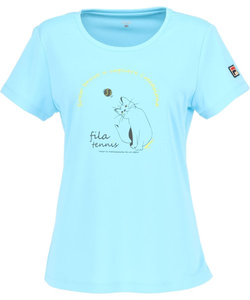 FILA（ZETT Ladies）(フィラ（ゼット　レディース）)/【テニス】キャット柄 バックホールメッシュ グラフィックTシャツ レディース /ブルー