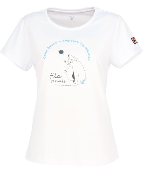 FILA（ZETT Ladies）(フィラ（ゼット　レディース）)/【テニス】キャット柄 バックホールメッシュ グラフィックTシャツ レディース /ホワイト