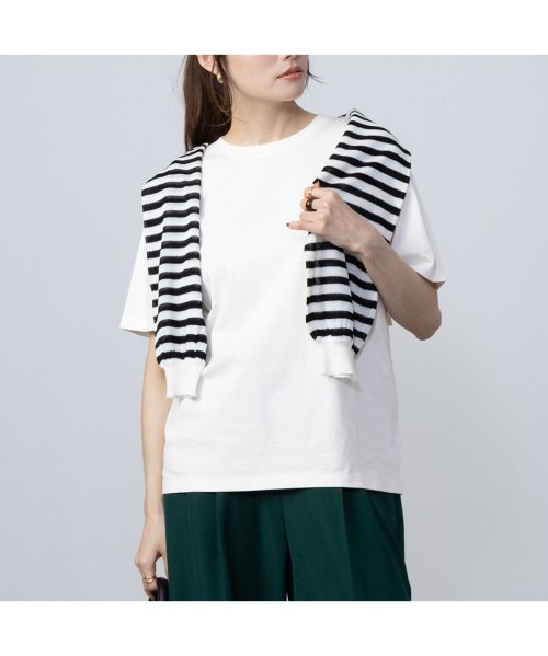 MAC HOUSE(women)(マックハウス（レディース）)/NAVY ネイビー ベーシッククルーTシャツ ENV240001A/ホワイト