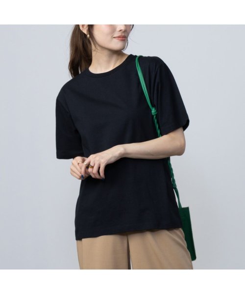 MAC HOUSE(women)(マックハウス（レディース）)/NAVY ネイビー ベーシッククルーTシャツ ENV240001A/ブラック