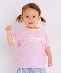 MIKI HOUSE HOT BISCUITS(ミキハウスホットビスケッツ)/バック顔ドン 異番手 半袖Tシャツ/ピンク