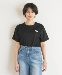 INED(イネド)/《INED CLARO》ハート刺繍Tシャツ/ブラック