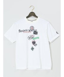GRAND-BACK(グランバック)/【大きいサイズ】シナコバ/SINA COVA 綿ワッペンモチーフ クルーネック半袖Tシャツ/ホワイト