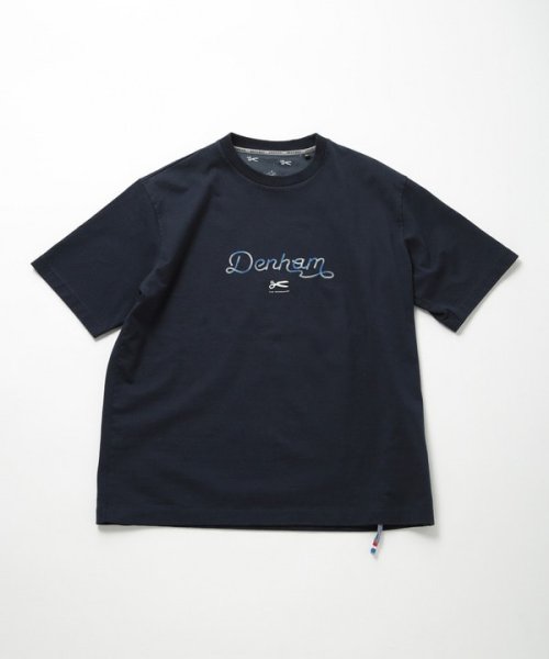 Men's Bigi(メンズビギ)/【DENHAM/デンハム】別注グラデーションロゴ刺繍Tシャツ/ネイビー