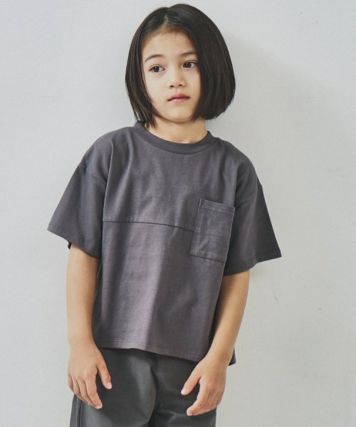 THE SHOP TK（KID）(ザ　ショップ　ティーケー（キッズ）)/【110－150】オーガビッツコットンバックプリントTシャツ/チャコールグレー（014）