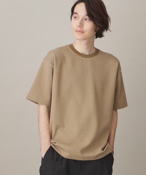 THE SHOP TK(ザ　ショップ　ティーケー)/【ユニセックスでオススメ】ポンチシャドーボーダー半袖Tシャツ/ベージュ（352）