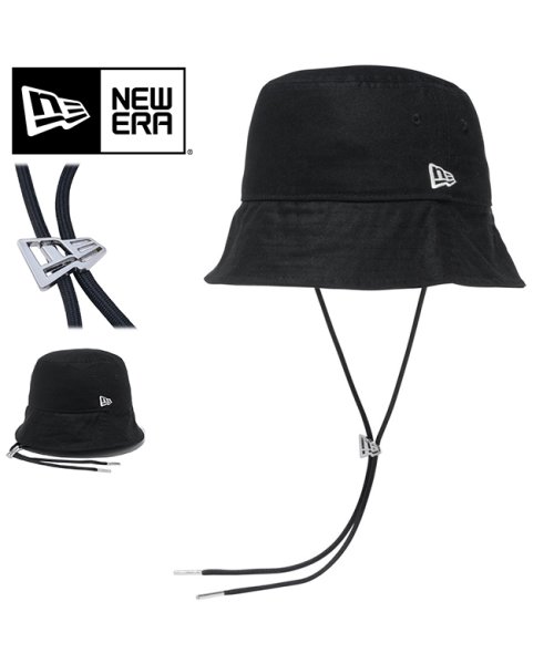 NEW ERA(ニューエラ)/ニューエラ バケットハット メンズ レディース ブランド バケハ ロゴ 帽子 NEW ERA BUCKET01 Sailor Brim Cord Strap B/ブラック