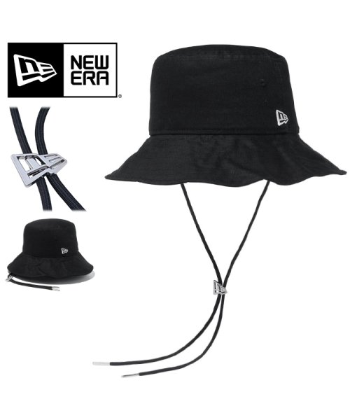 NEW ERA(ニューエラ)/ニューエラ バケットハット メンズ レディース ブランド バケハ ロゴ 帽子 遮蔽効果 NEW ERA 03 Cord Strap Bucket 1410955/ブラック