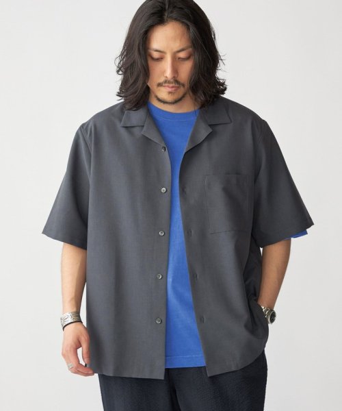 SHIPS MEN(シップス　メン)/SHIPS: MADE IN JAPAN Reflax(R) ドライタッチ オープンカラー シャツ/ダークグレー