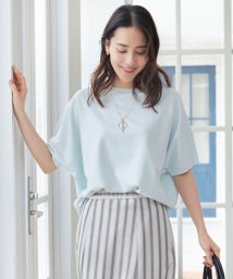 JIYU-KU（SMALL SIZE）(自由区（小さいサイズ）)/【SHIHOさん着用・WEB限定カラーあり・接触冷感・UVカット】クレープストレッチドルマン ニット/サックス