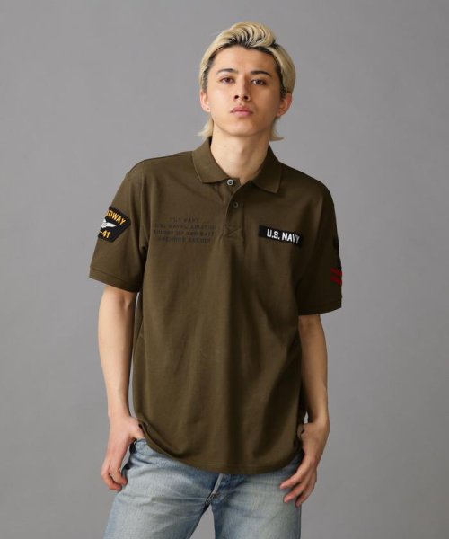 AVIREX(AVIREX)/ネイバル パッチド ポロシャツ/NAVAL PATCHED POLO SHIRT/オリーブ