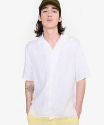 ＡＩＧＬＥ MEN(エーグル　メンズ)/リネン ワンポイント刺繍ロゴ オープンカラーシャツ/ホワイト