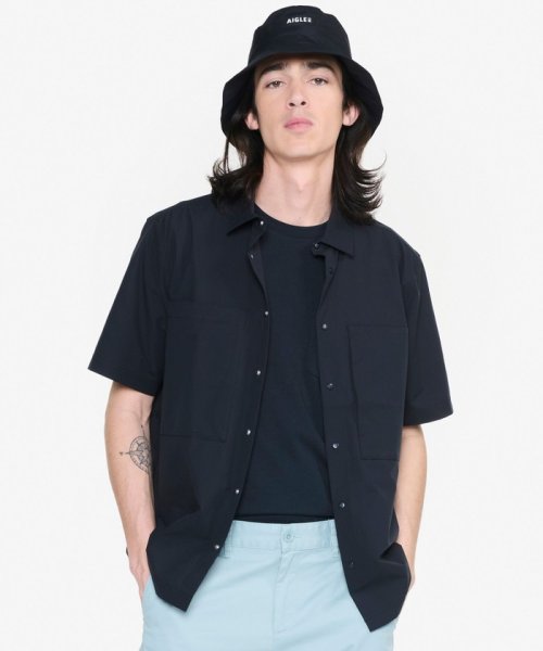 ＡＩＧＬＥ MEN(エーグル　メンズ)/UVカット 吸水速乾 ビッグポケットシャツ/ブラック