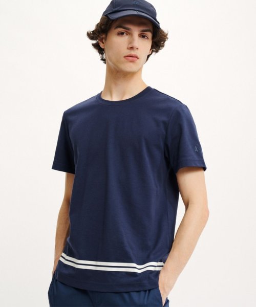 ＡＩＧＬＥ MEN(エーグル　メンズ)/UVカット 吸水速乾 ダブルバンドクルーネック 半袖Tシャツ/ネイビー