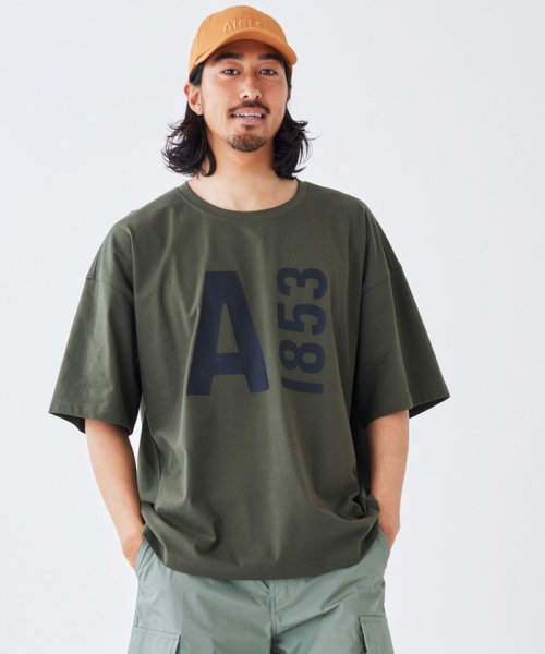 ＡＩＧＬＥ MEN(エーグル　メンズ)/【EC限定】 オーガニックコットン オーバーサイズ ビッグロゴ 半袖Tシャツ/ダークグリーン