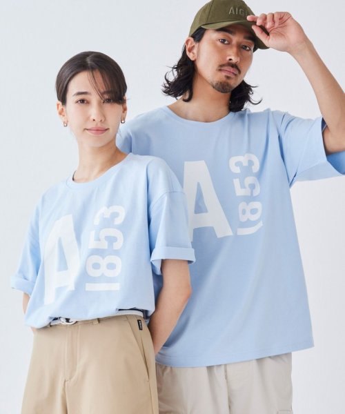 ＡＩＧＬＥ MEN(エーグル　メンズ)/【EC限定】 オーガニックコットン オーバーサイズ ビッグロゴ 半袖Tシャツ/ライトブルー