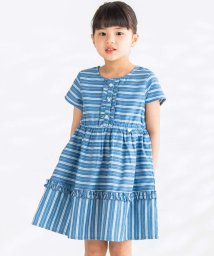 BeBe Petits Pois Vert(ベベ プチ ポワ ヴェール)/ボーダー＆ストライプワンピース(95~150cm)/ブルー系