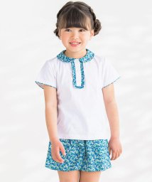 BeBe Petits Pois Vert/襟付きTシャツ＋ショートパンツ花柄セットアップ(95~150cm)/506015089