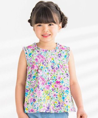 BeBe Petits Pois Vert/カラフル花ブラウス(95~150cm)/506015090