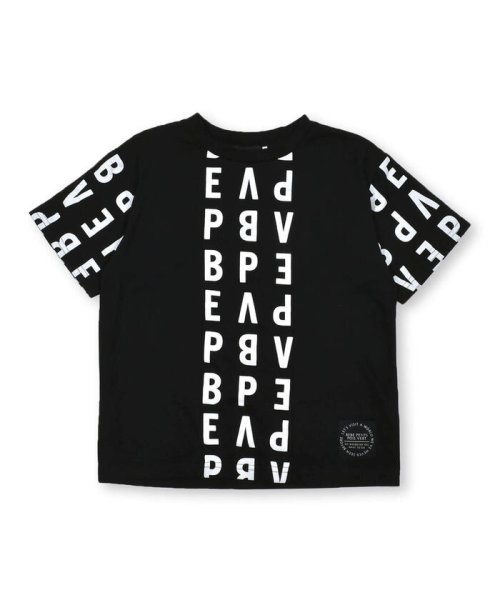 BeBe Petits Pois Vert(ベベ プチ ポワ ヴェール)/【お揃い】PPVロゴプリント切り替え半袖Tシャツ(95~150cm)/ブラック系