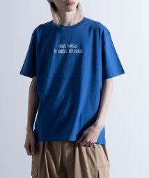 Nylaus(ナイラス)/レギュラーフィット スモールロゴ アソートプリント ショートスリーブTシャツ 半袖Tシャツ/ブルー