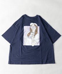 Nylaus(ナイラス)/ビッグシルエット アソートイラストプリント ショートスリーブTシャツ 半袖Tシャツ/ネイビー