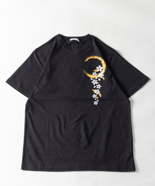 Nylaus select(ナイラスセレクト)/Tシャツ メンズ 半袖 クルーネック 和柄 プリント 半袖Tシャツ カットソー トップス メンズ レディース ユニセックス カジュアル 夏 服 お洒落/ブラック系1