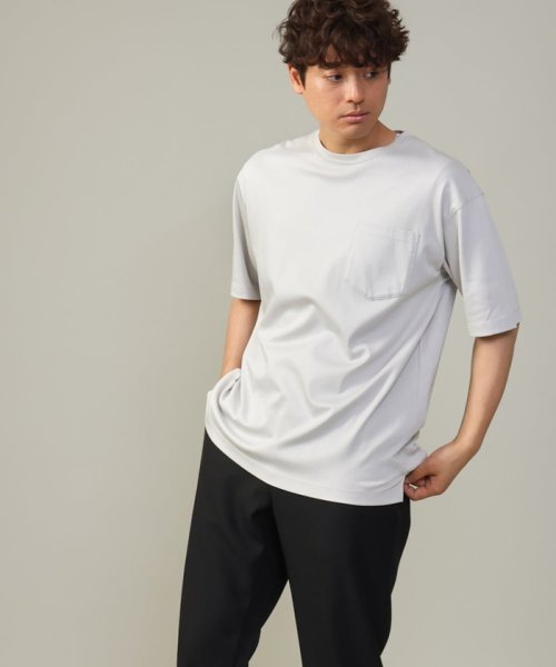 a.v.v (MEN)(アー・ヴェ・ヴェメンズ)/【接触冷感】ハイクオリティーコットンシルケットTシャツ/ライトグレー