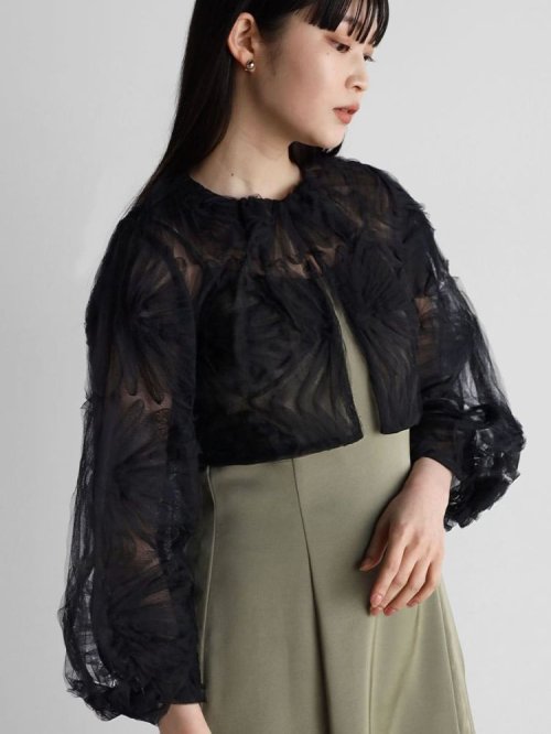 バルーンスリーブシアーカーディガン 