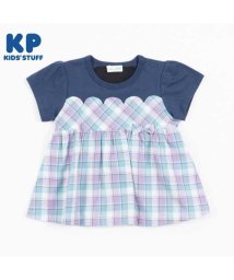 KP/KP(ケーピー)先染めチェックの切り替え半袖チュニック(80～90)/505921015