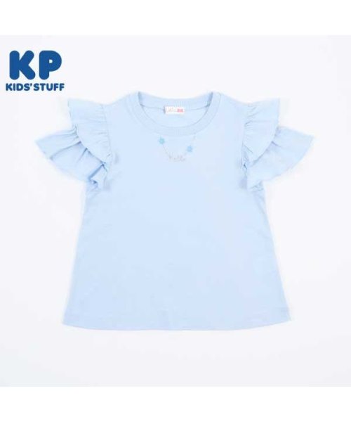 KP(ケーピー)/KP(ケーピー)ネックレス風刺繍の半袖Tシャツ(140～160)/サックス