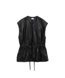 MANOF(マノフ)/VEGAN LEATHER DRAWSTRING VEST/BLACK