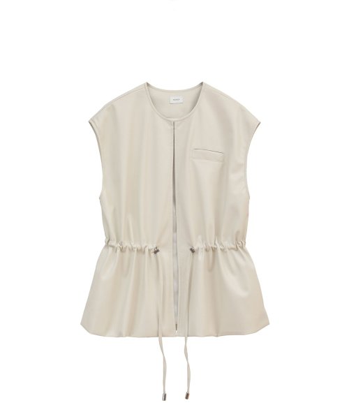 MANOF(マノフ)/VEGAN LEATHER DRAWSTRING VEST/IVORY