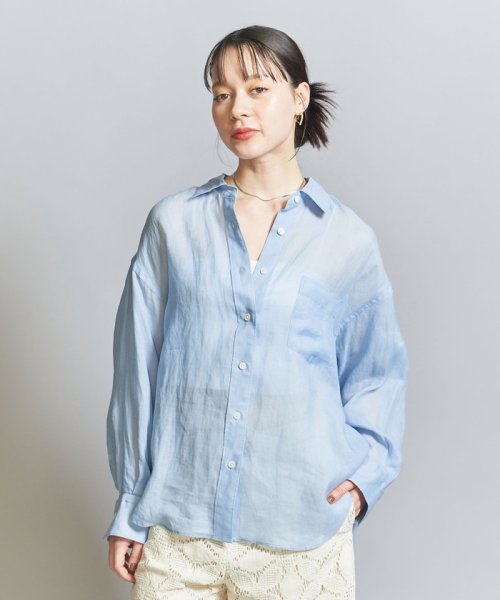 BEAUTY&YOUTH UNITED ARROWS(ビューティーアンドユース　ユナイテッドアローズ)/麻 レギュラーカラー シャツ/LT.BLUE