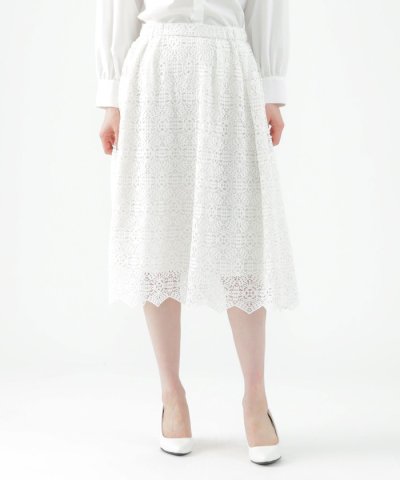 【ウォッシャブル】【セットアップ対応】クロッシェレースフレアスカート