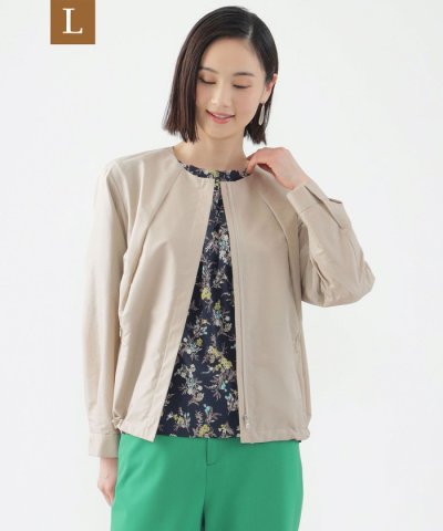 【L】【接触冷感】【ウォッシャブル】トリアセタイプライターノーカラーショートブル