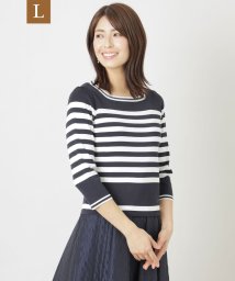 TO BE CHIC(L SIZE)/【L】レーヨンナイロンボーダースクエアネック ニットプルオーバー/506004275